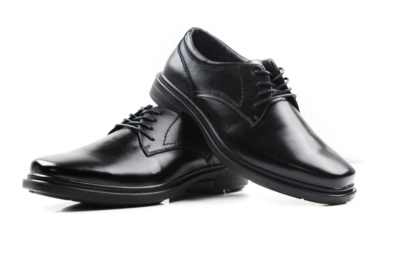 Mens Hush Puppies Dene Extra Wide Mens Black Leather Work Wedding Formal Shoes