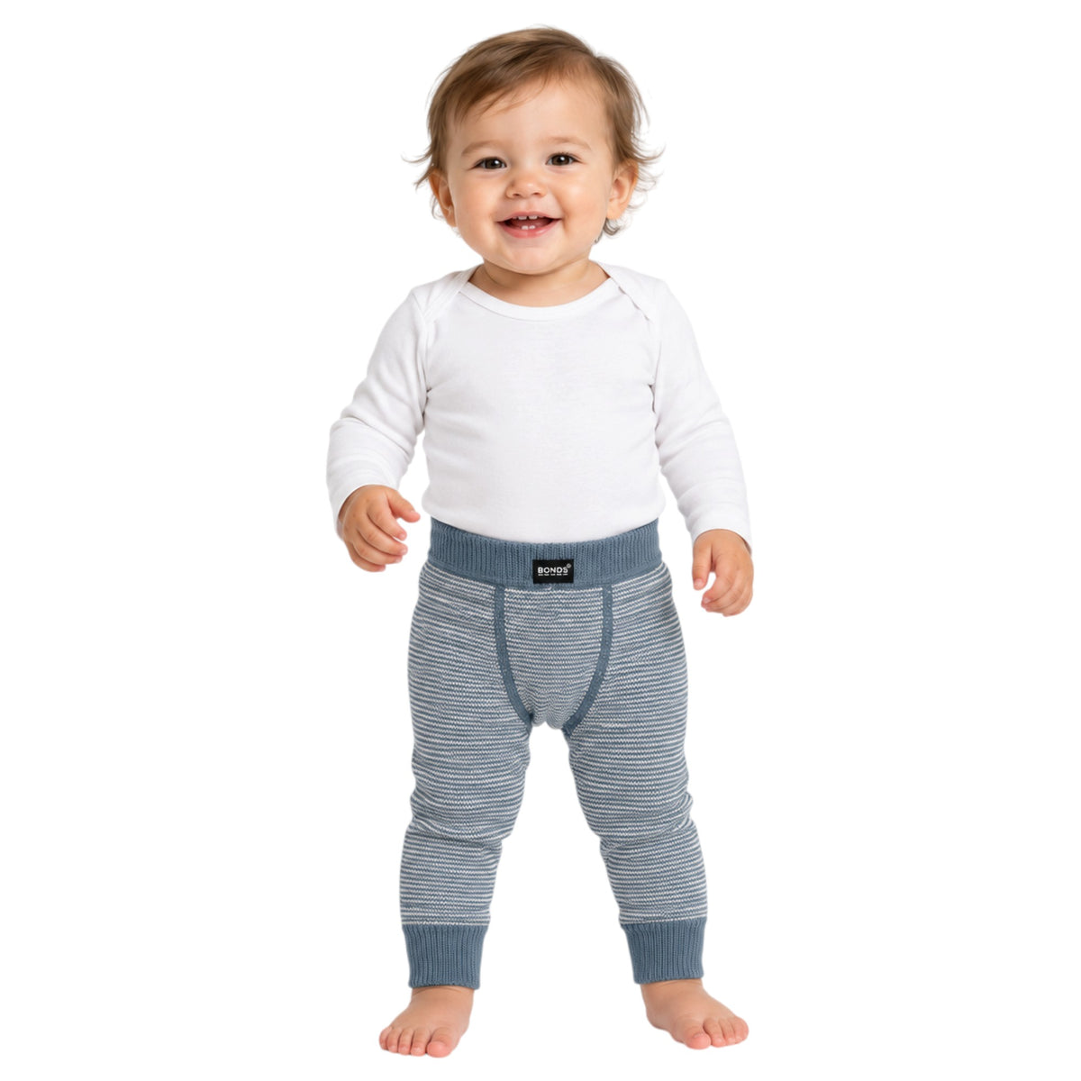 Unisex Kids Bonds Baby Cotton Knit Leggings Blue