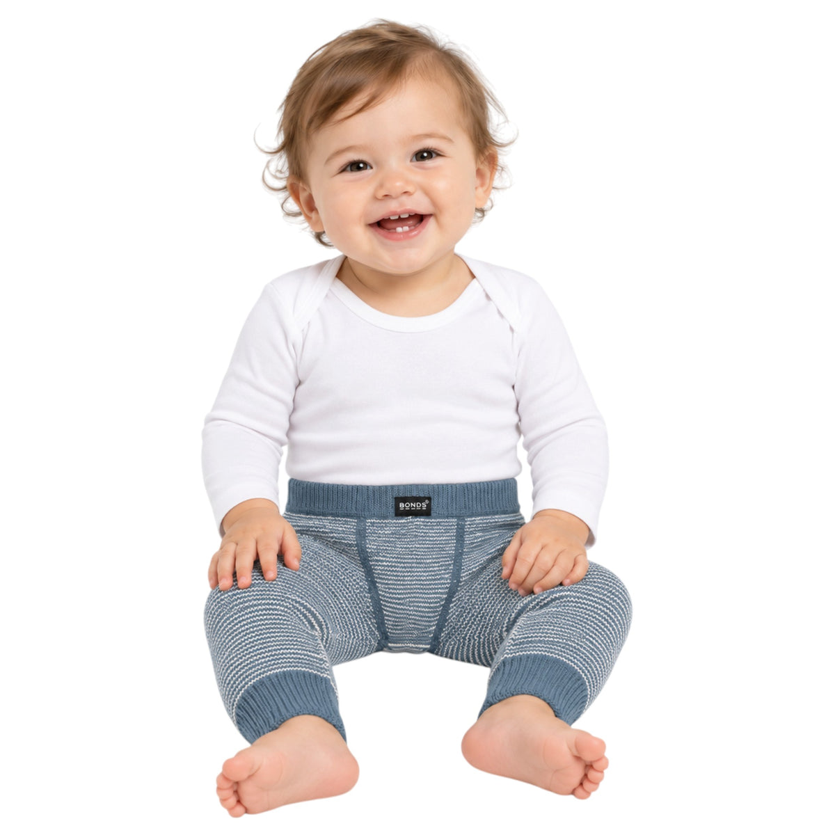 Unisex Kids Bonds Baby Cotton Knit Leggings Blue