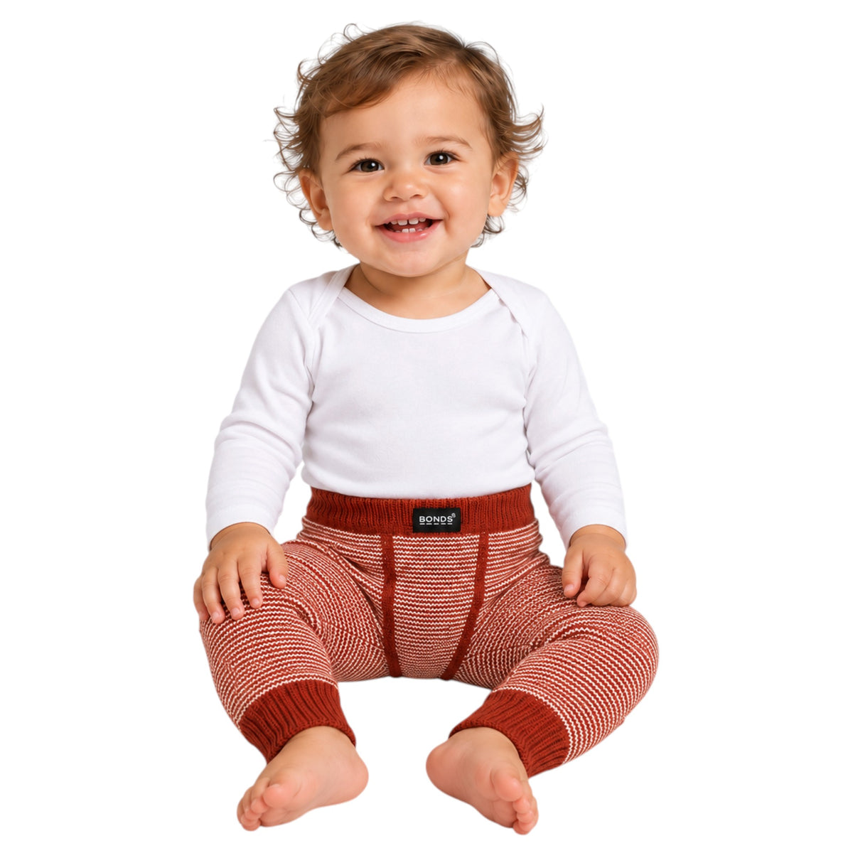 Unisex Kids Bonds Baby Cotton Knit Leggings Burnt Orange