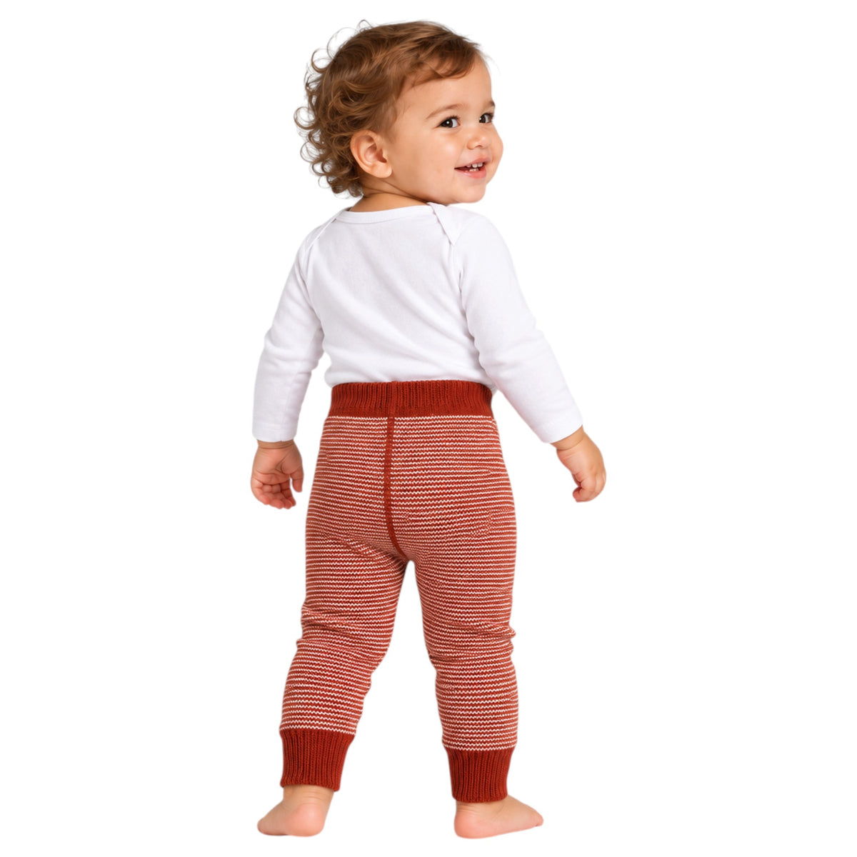 Unisex Kids Bonds Baby Cotton Knit Leggings Burnt Orange