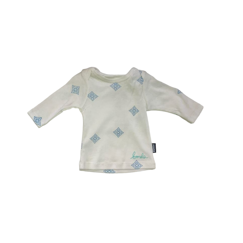 Baby Bonds White Blue Long Sleeve Shirt Cotton Blend Unisex Toddler Top