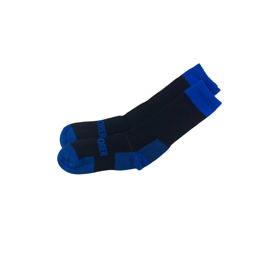 2 Pack Mens Explorer Tough Work Cotton Crew Socks Black/Blue
