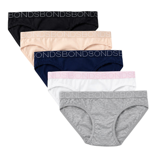 5 Pack Kids Girls Bonds Bikini Briefs Underwear Multi