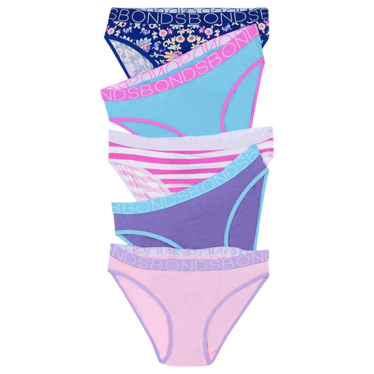 5 Pack Kids Girls Bonds  Underwear Multi