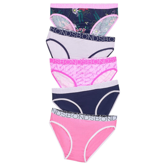 5 Pack Kids Girls Bonds Bikini Briefs Underwear Multi