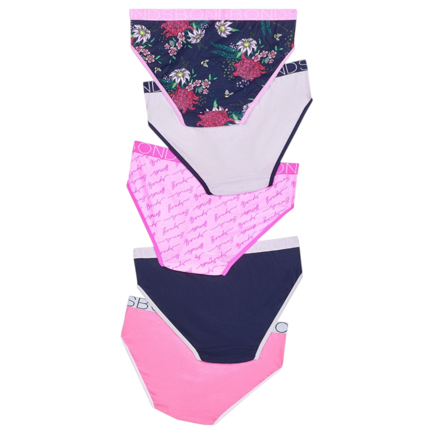 5 Pack Kids Girls Bonds Bikini Briefs Underwear Multi