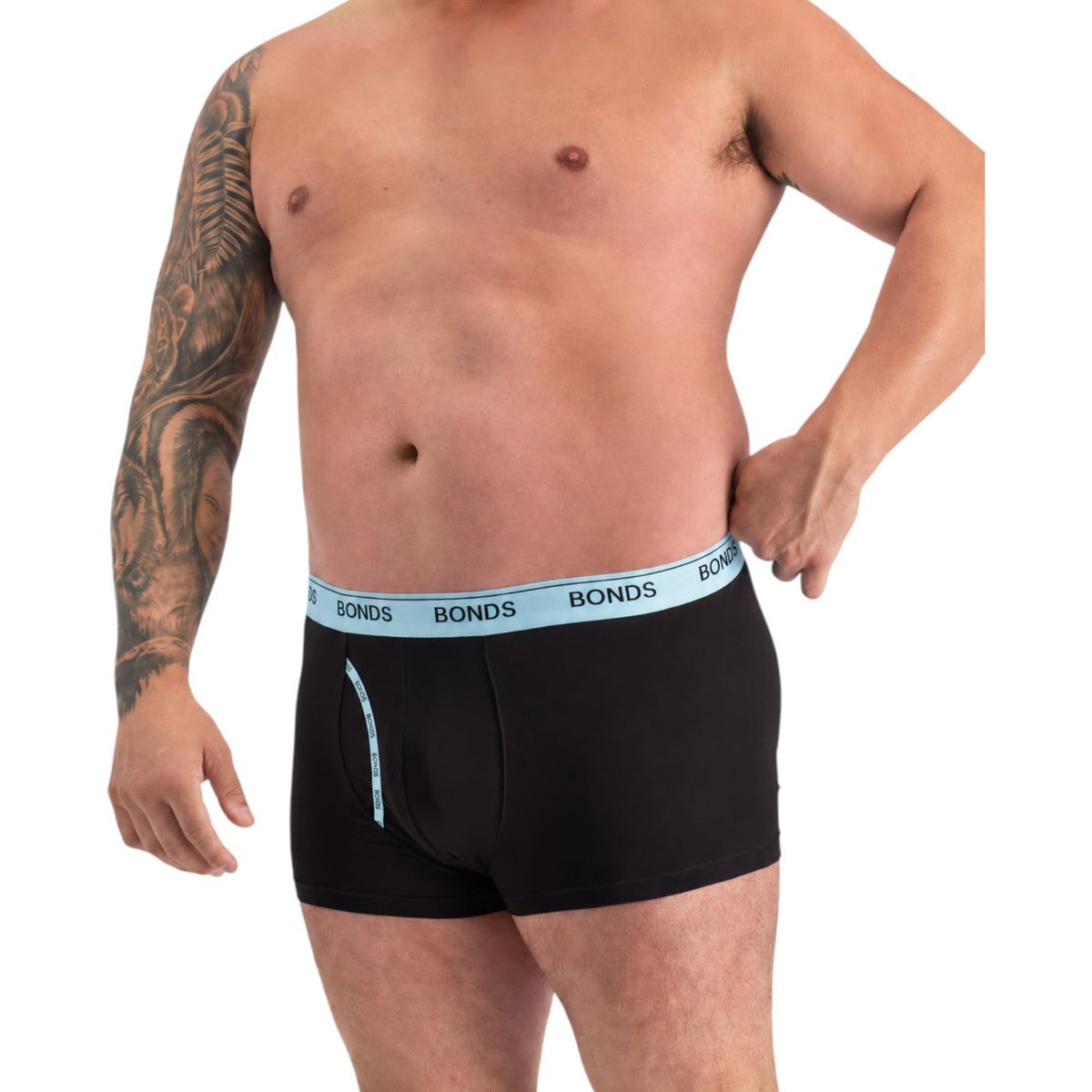 Mens Bonds Guyfront Trunk Trunks Underwear Black/Light Blue