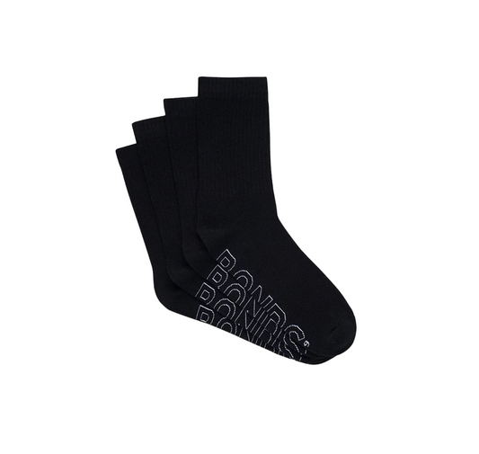 4 Pack Mens Bonds Logo Lightweight Crew Socks Black