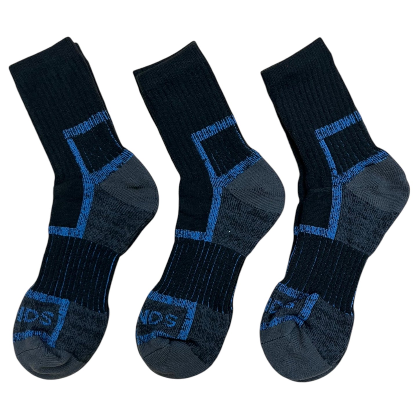 3 Pack Mens Bonds No Hole Work Quarter Crew Socks Black/Blue