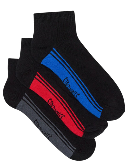 3 Pack Mens Bonds Stretchables Cushioned Low Cut Socks Black