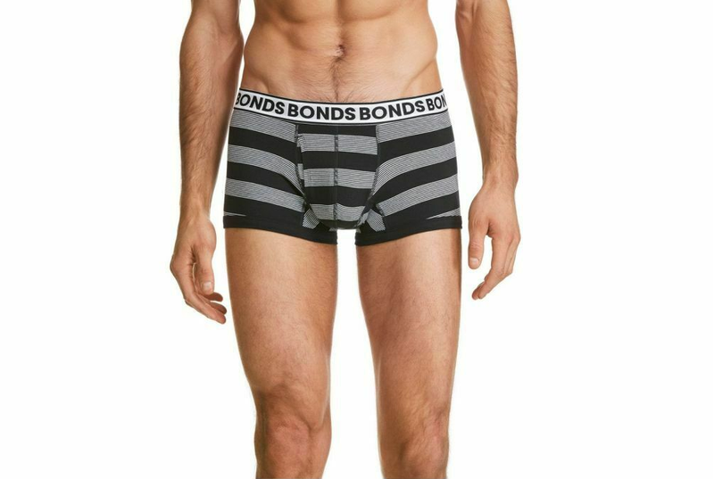 Authentic Bonds Mens Striped Fit Trunk Trunks Underwear Black Blue White Grey