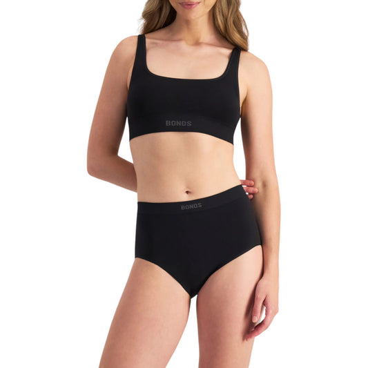 Womens Bonds Bases Viscose Bamboo Seamless Full Briefs Underwear Black