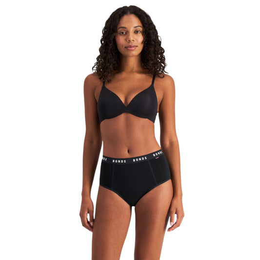 Womens Bonds Bloody Comfy Period Heavy Full Briefs Underwear Black