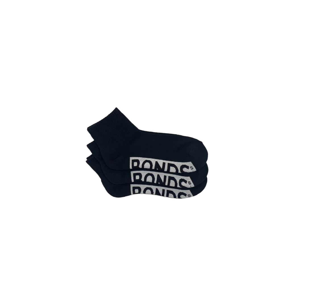 12 Pack Womens Bonds Cushioned Logo Quarter Crew Socks Black