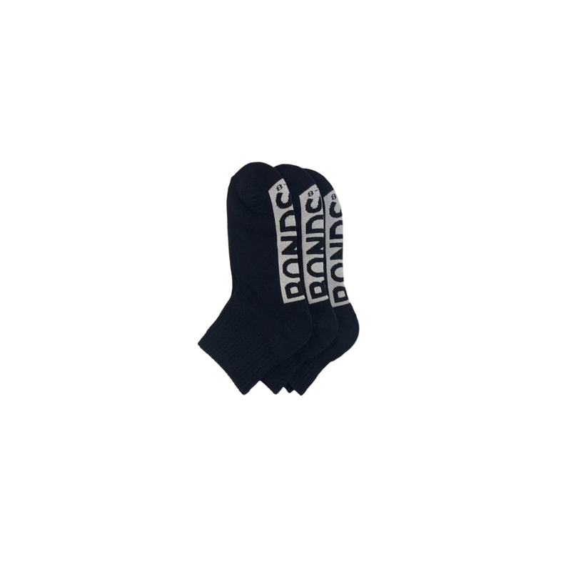 6 x Bonds Womens Cushioned Logo Quarter Crew Socks Black