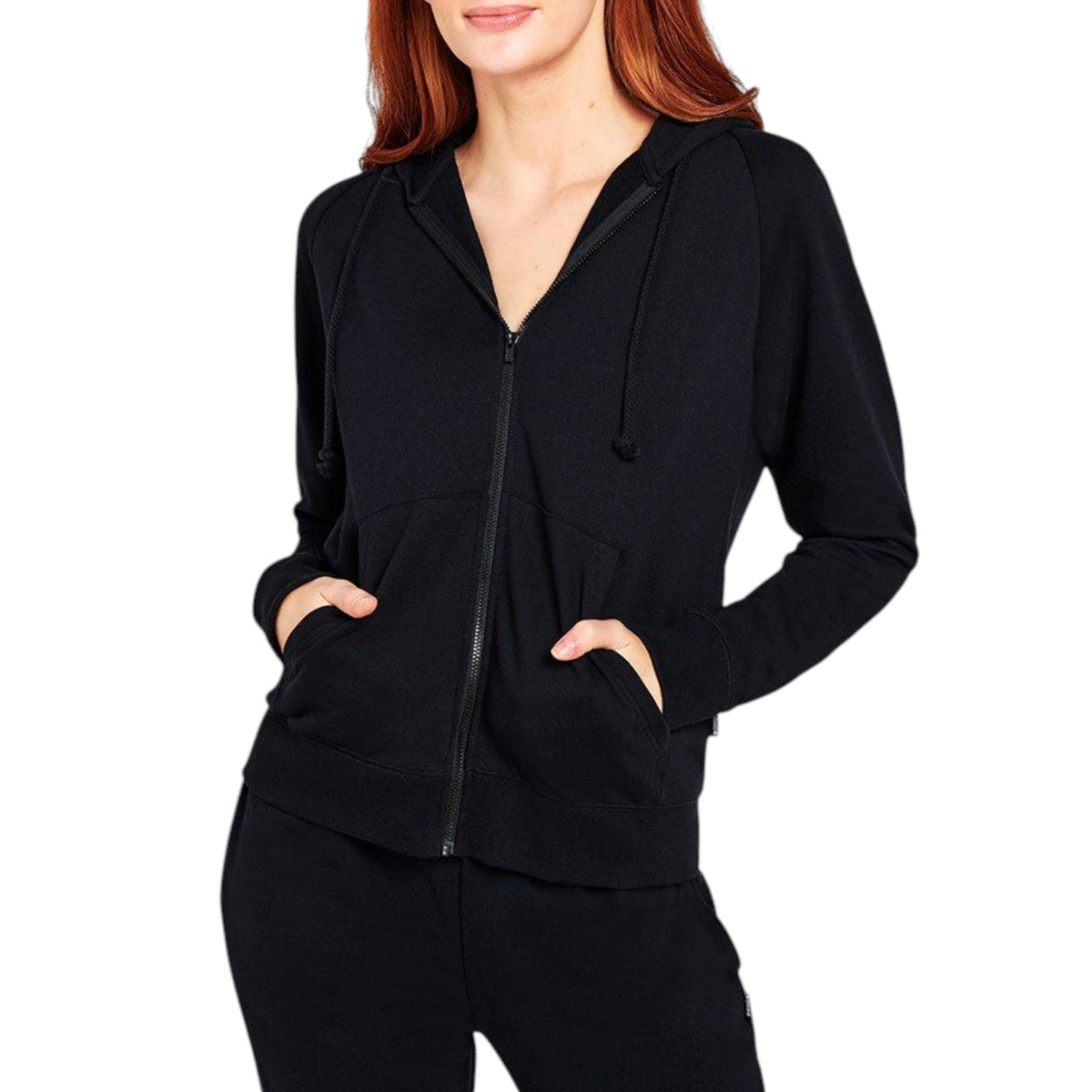 Womens Bonds Essential Zip Hooded Hoodie Black