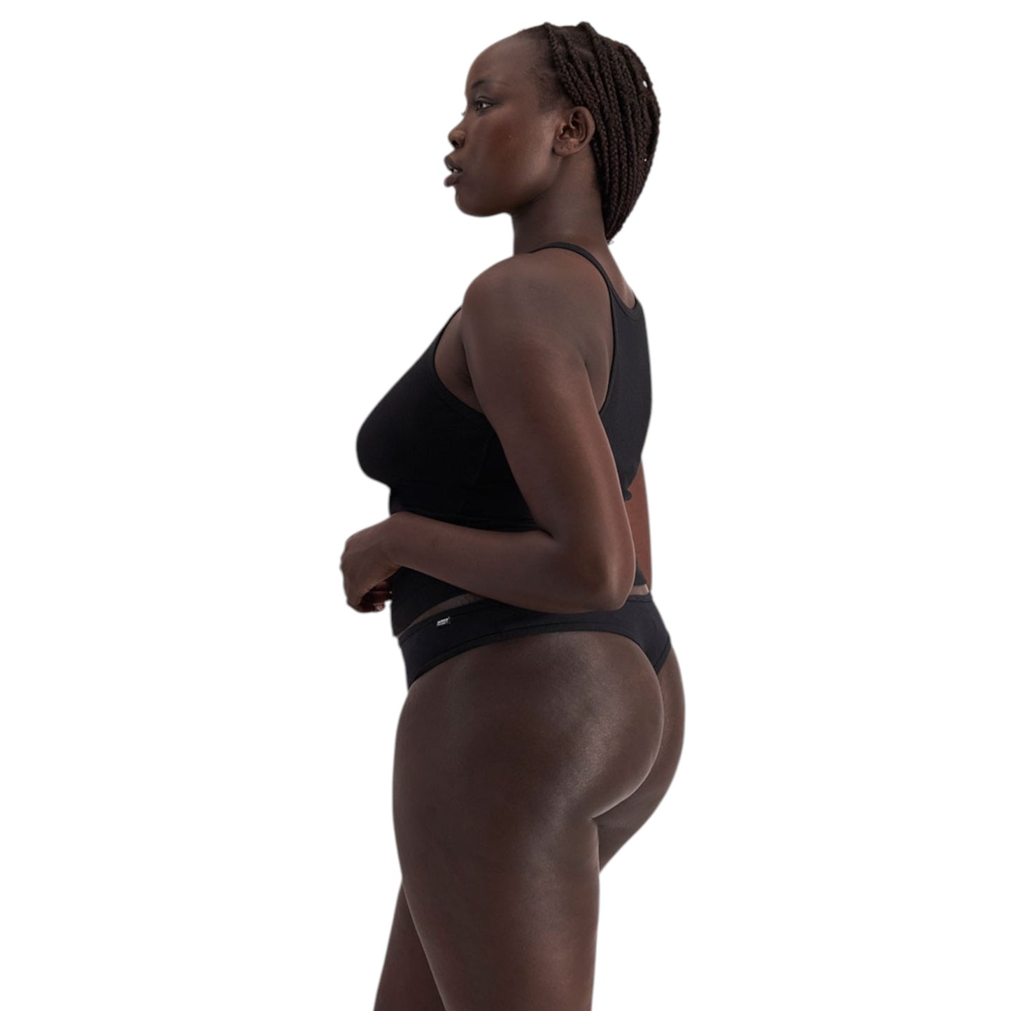 Womens Bonds Organics Ribbed Gee Thong Underwear Black