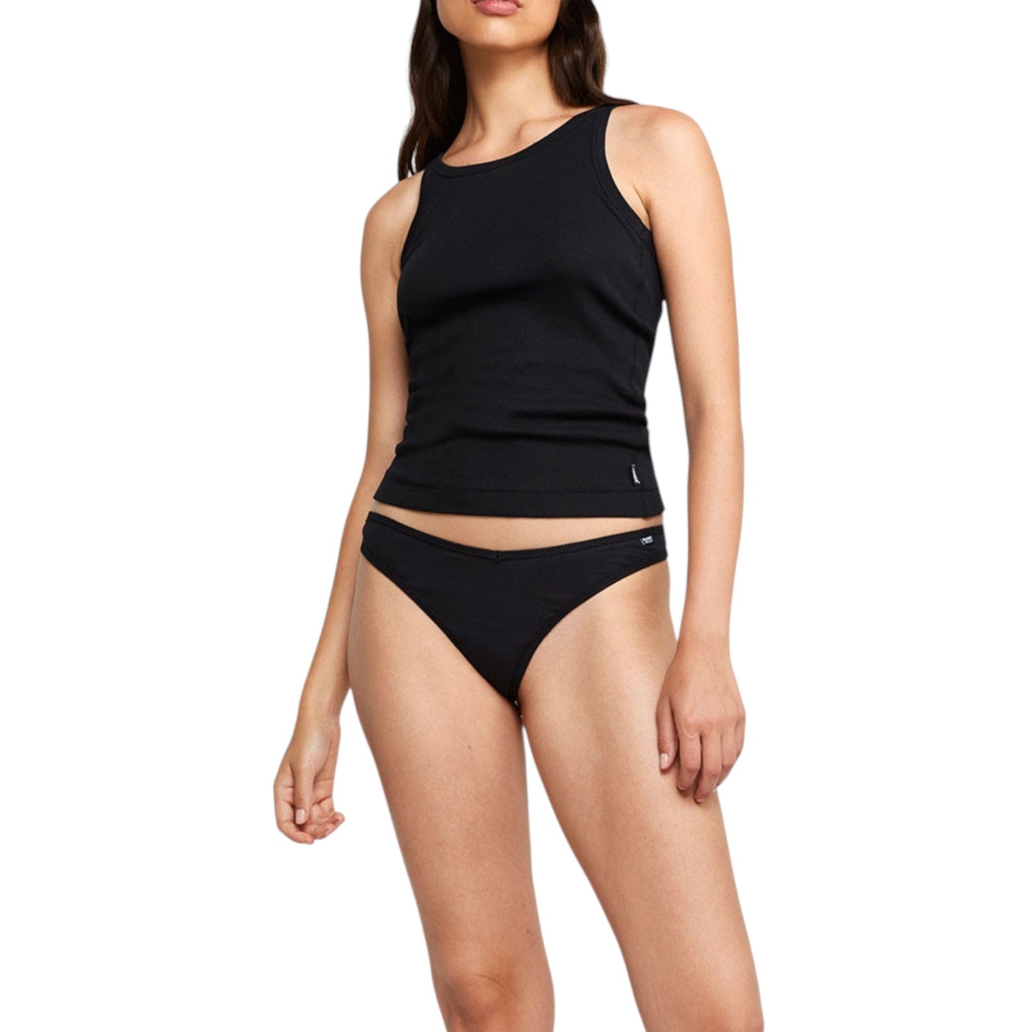 Womens Bonds Organics Ribbed Gee Thong Underwear Black