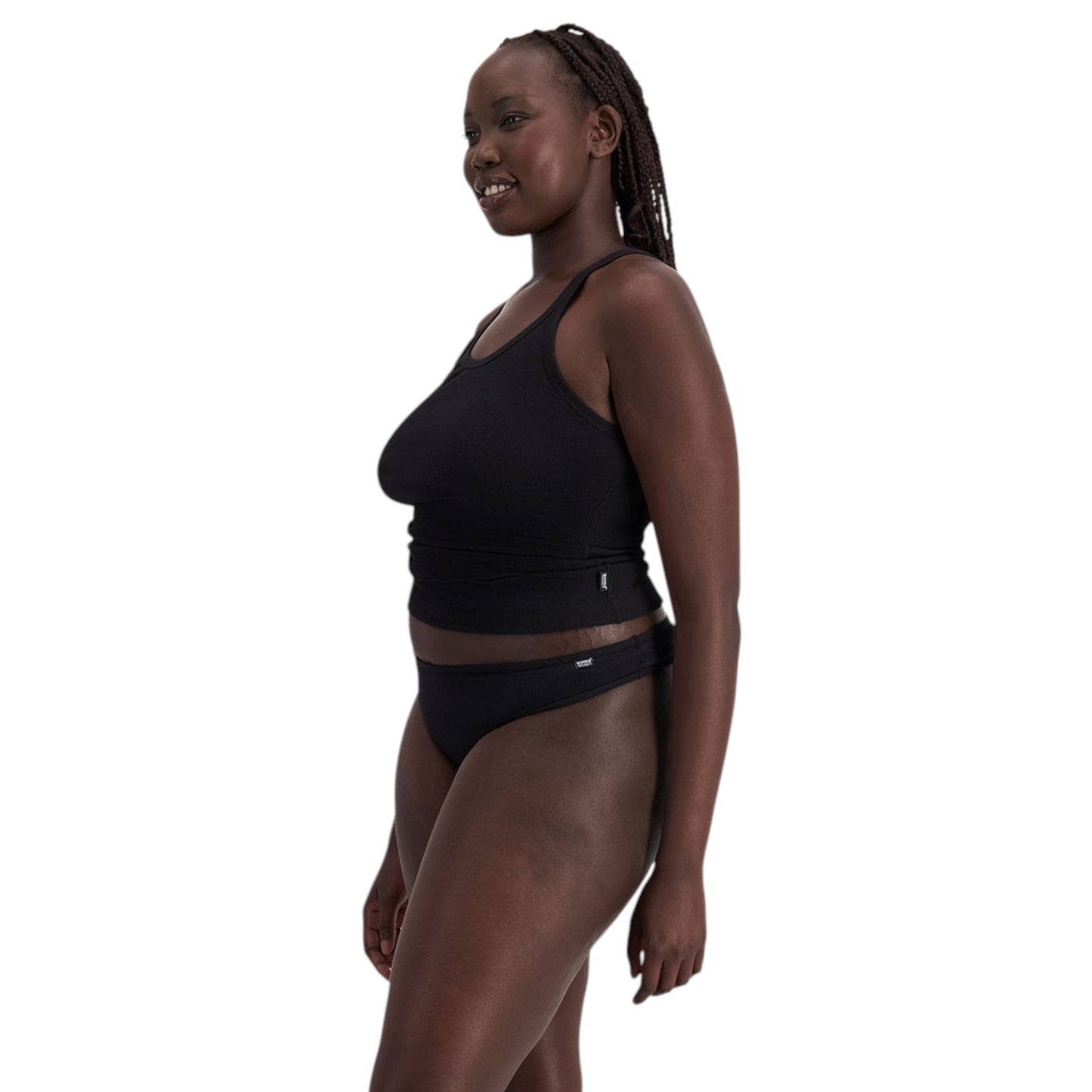 Womens Bonds Organics Ribbed Gee Thong Underwear Black