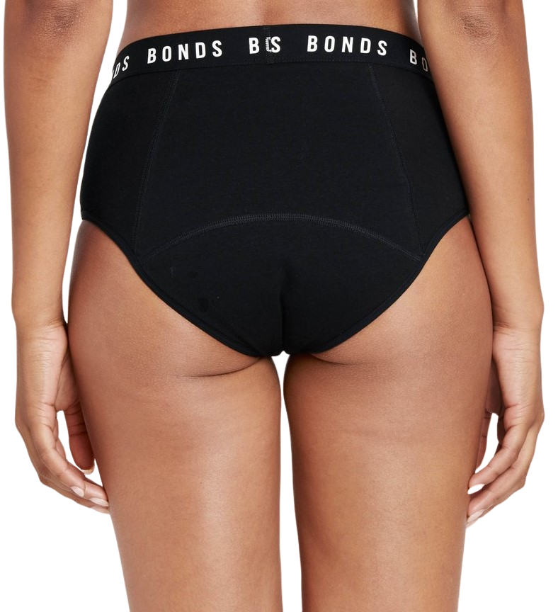 3 x Bonds Womens Bloody Comfy Period Full Brief Heavy Days Underwear Black