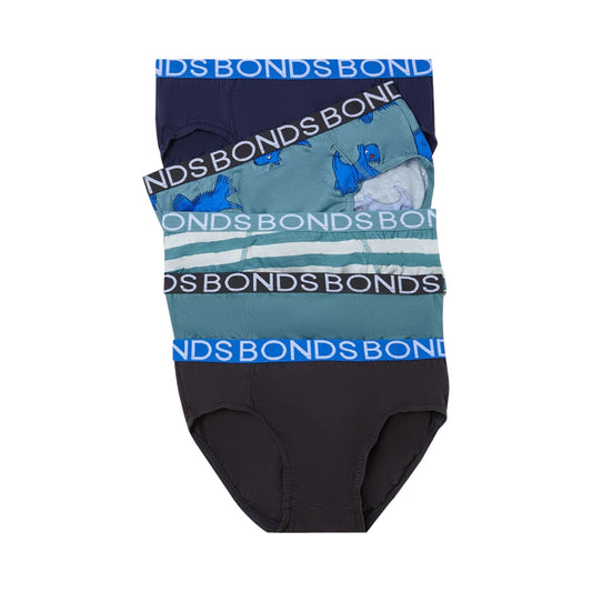 5 Pack Kids Boys Bonds Briefs Underwear Multi