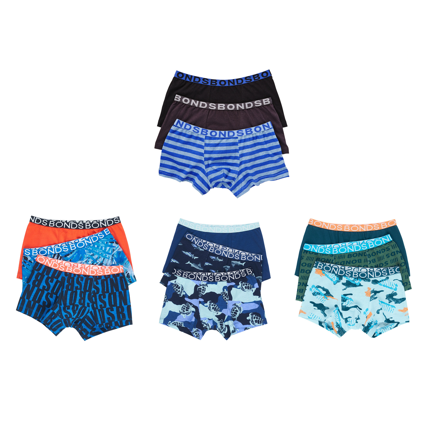 3 Pack Kids Boys Bonds Assorted Trunks Underwear Multi