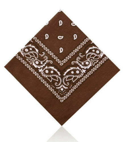 10 x Brown Paisley Bandanas Head Wrap 100% Cotton Neck Scarf Mask Bandana