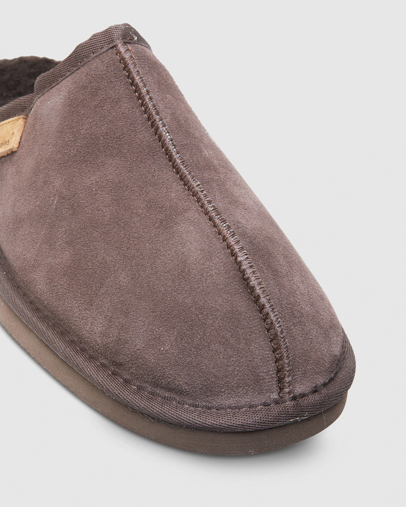 Mens Hush Puppies Loch Slippers Warm Winter Slip On Brown Suede Shoes