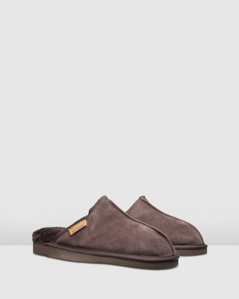 Mens Hush Puppies Loch Slippers Warm Winter Slip On Brown Suede Shoes