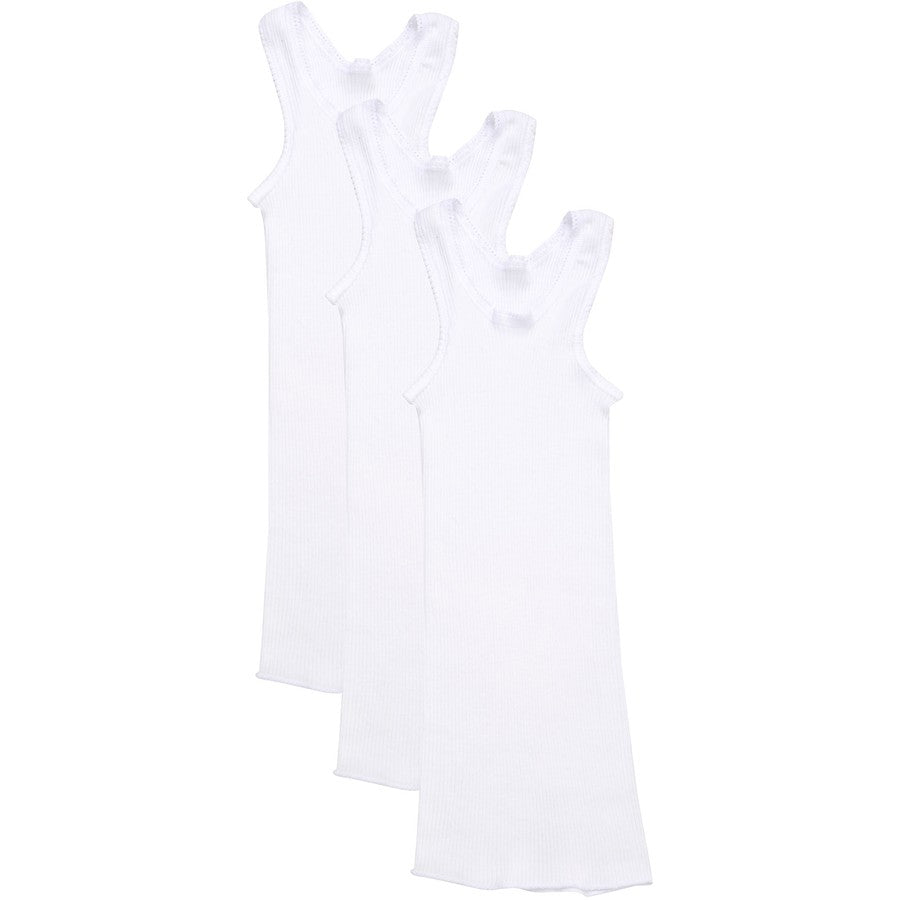 3 Pack Unisex Kids Bonds Baby Ribbed Singlet White