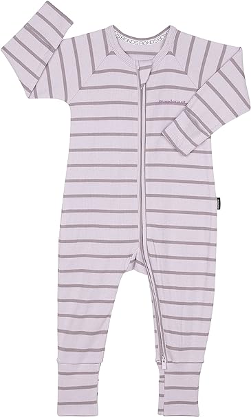 2X Bonds Baby 2-Way Zip Wondersuit Coverall Purple Stripe