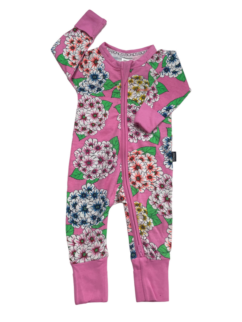 2 x Bonds Baby 2-Way Zip Wondersuit Coverall Pink Multi Floral