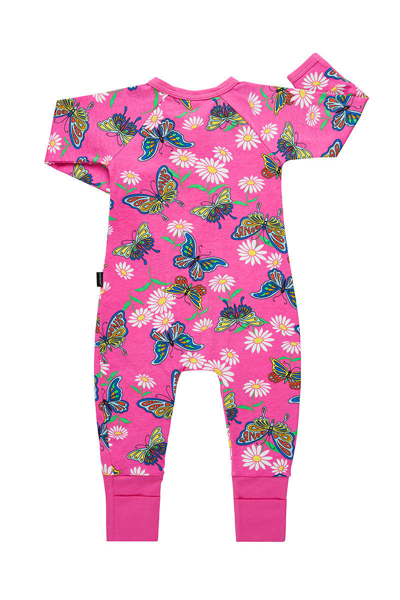 Bonds Baby 2-Way Zip Wondersuit Coverall Pink Flutter On By