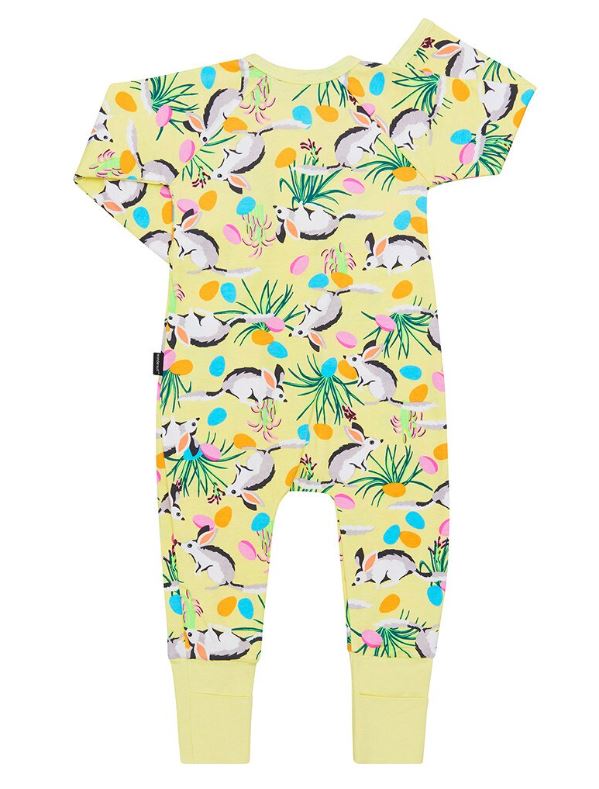 3X Bonds Wondersuit Baby 2-Way Zip Coverall Yellow With Rabbit