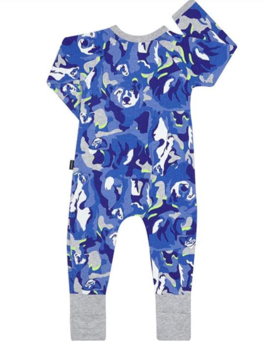 3 x Bonds Baby 2-Way Zip Wondersuit Coverall Blue Bear