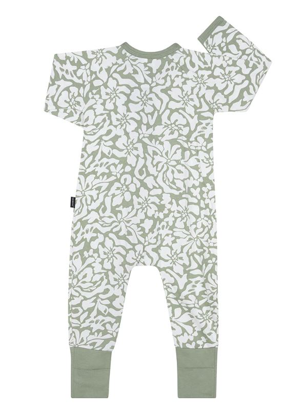 3 x Bonds Baby 2-Way Zip Wondersuit Coverall Olive Floral