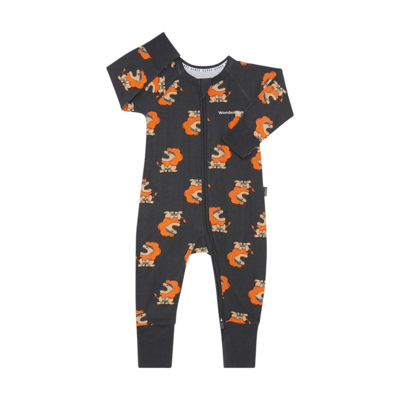 2 x Bonds Baby 2-Way Zip Wondersuit Coverall Fearless Roar Lion Charcoal