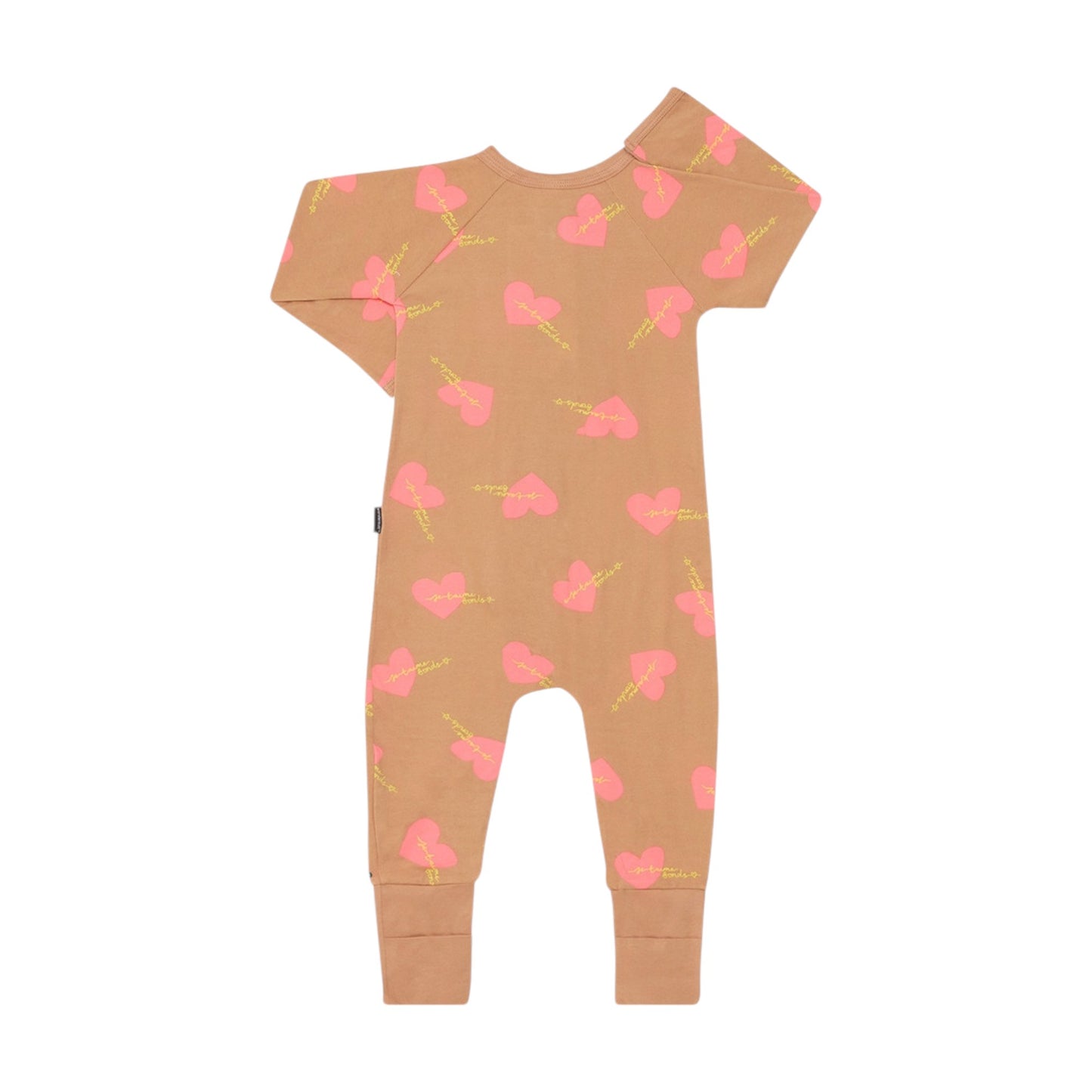 Bonds Baby 2-Way Zip Wondersuit Coverall Pink Heart Brown