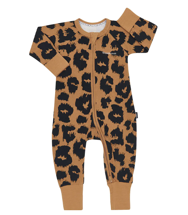 3 x Bonds Baby 2-Way Zip Wondersuit Coverall - Brown Leopard