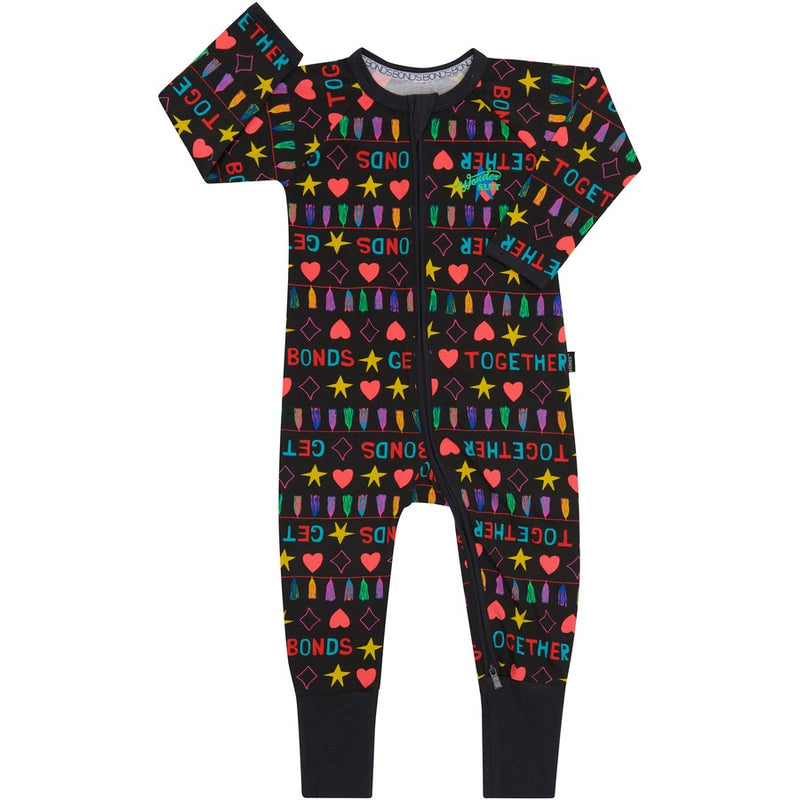 2 x Bonds Baby 2-Way Zip Wondersuit Coverall Black Get Together