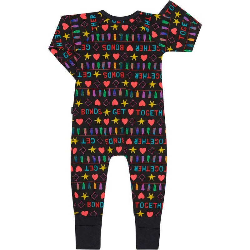 2 x Bonds Baby 2-Way Zip Wondersuit Coverall Black Get Together