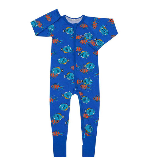 Unisex Kids Bonds Baby 2-Way Zip Coverall Wondersuit Blue