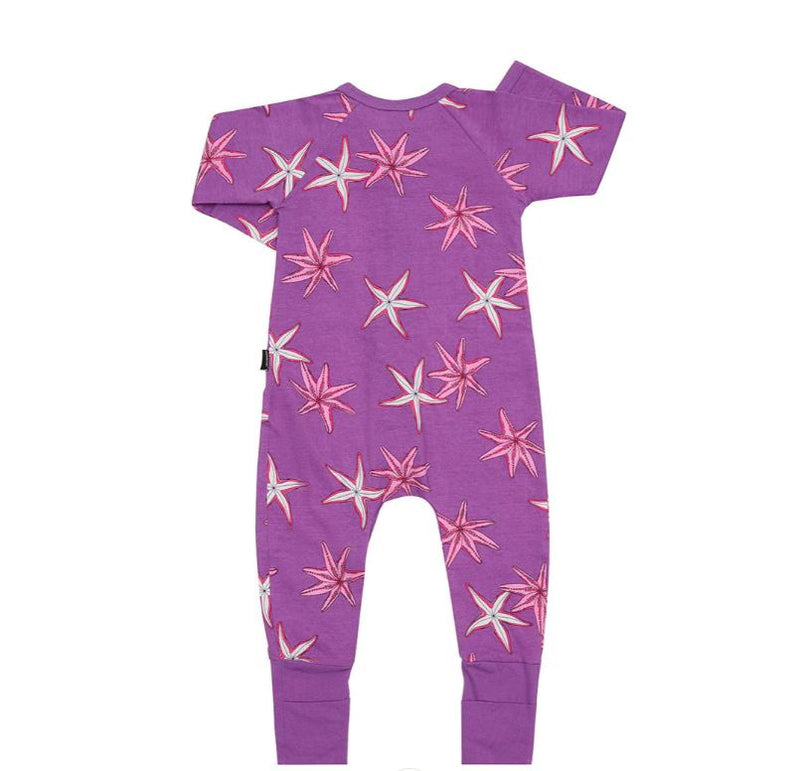 2 x Bonds Wondersuit Baby 2-Way Zip Coverall Starfish Purple