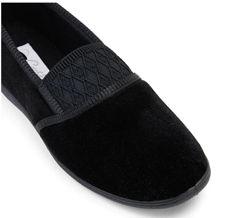 Womens Grosby Candy Black Slippers Slip On Flats Ladies Shoes