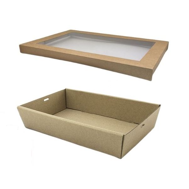 30 X Brown Kraft Disposable Catering Grazing Boxes Trays With Lids