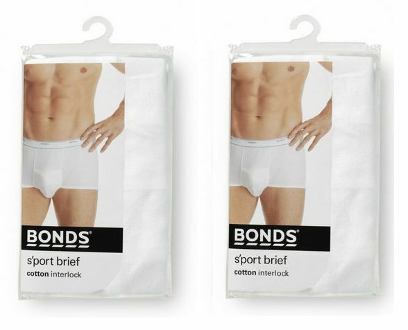 Mens Bonds White Navy 2 Pairs Cotton Briefs Support Undies Underwear