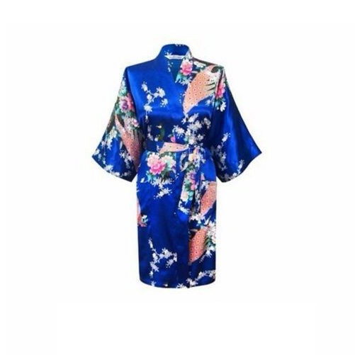 Bride Bridesmaid Gown Robe Satin Dressing Kimono Short Floral Bridal Wedding