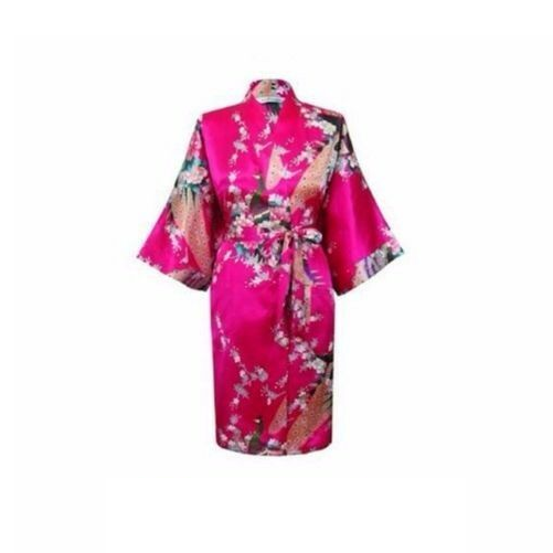 Bride Bridesmaid Gown Robe Satin Dressing Kimono Short Floral Bridal Wedding