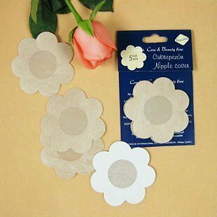 New Womens Adhesive Nipple Cover 20 Pairs - Petal Shape - Nude